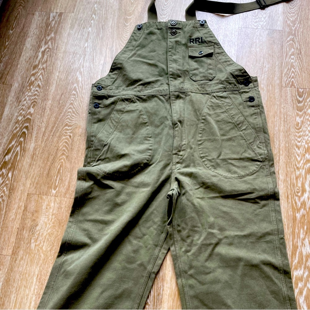 NWT!!  Brand New RRL Rennick Overall Faded Olive Canvas XL. Very rare!